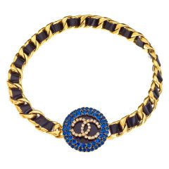 CHANEL MASSIVE BELT WITH BLUE STONES AND BLACK/GOLD CHAIN