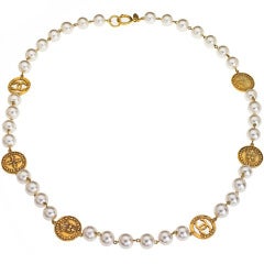 CHANEL PEARL AND CC CHARM NECKLACE