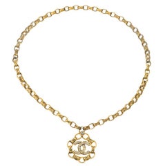 CHANEL LONG NECKLACE WITH CC AND QUILTED DETAILS