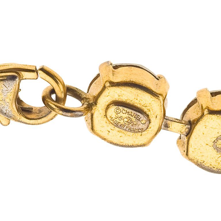 Chanel Rhinestone Bracelet with CC Charms For Sale at 1stDibs