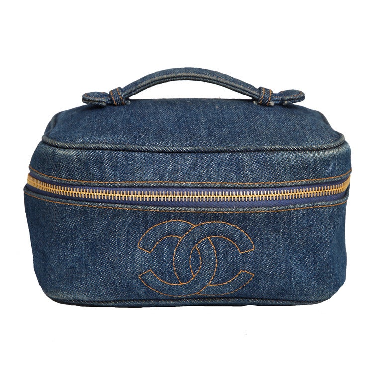 CHANEL DENIM VANITY CASE BAG at 1stDibs chanel vanity case bag