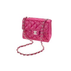 CHANEL PINK PATENT MINI SHOULDER  QUILTED BAG