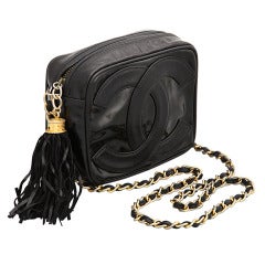 Vintage Chanel Black Leather Flap Bag with Tassel at 1stDibs