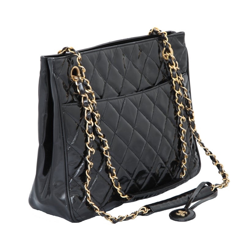 Chanel Quilted Patent Leather Shoulder Bag 1