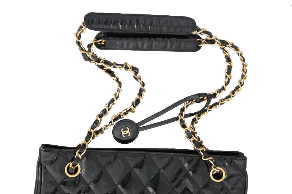 Chanel Quilted Patent Leather Shoulder Bag 5