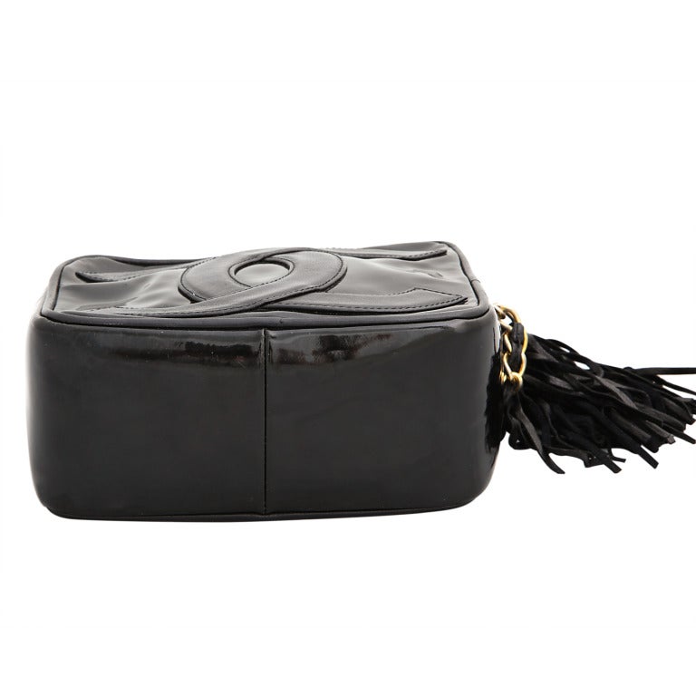 Women's Chanel Black Patent Leather Bag with Tassel