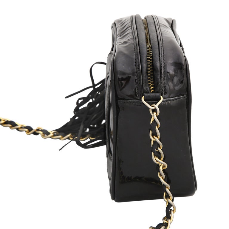 Chanel Black Patent Leather Bag with Tassel 2