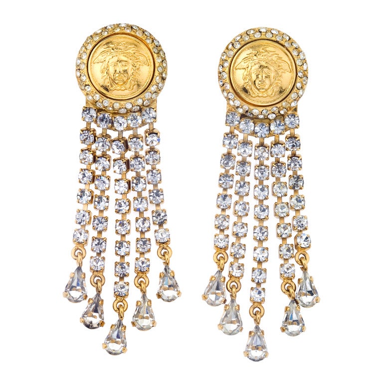Gianni Versace Rare Long Rhinestone Earrings