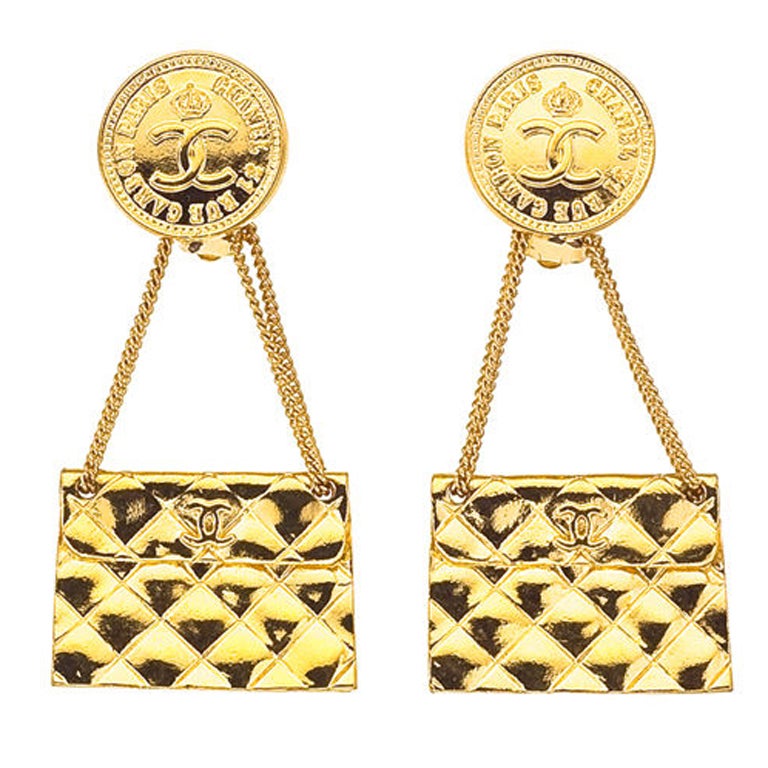 Chanel 2.55 Quilted Bag Earrings For Sale