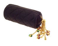 CHANEL QUILTED SATIN CLUTCH WITH GRIPOIX
