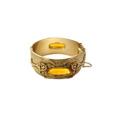Vintage 70s WHITING & DAVIS Gold Plate Cuff Bracelet