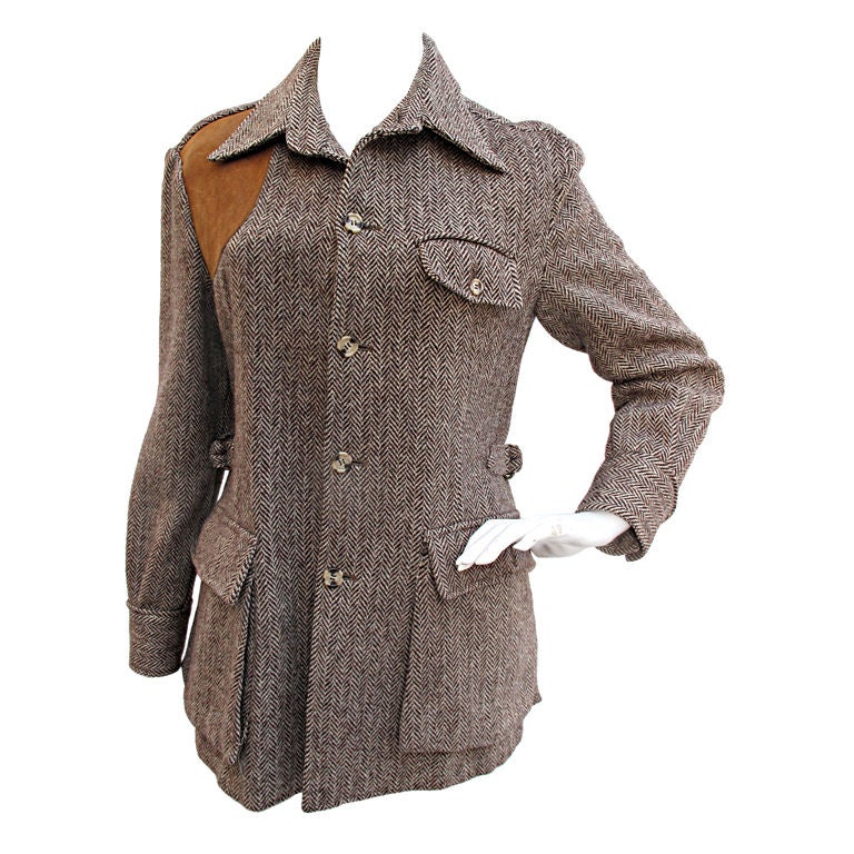 Classic RALPH LAUREN Tweed Jacket w/ Shoulder Patch