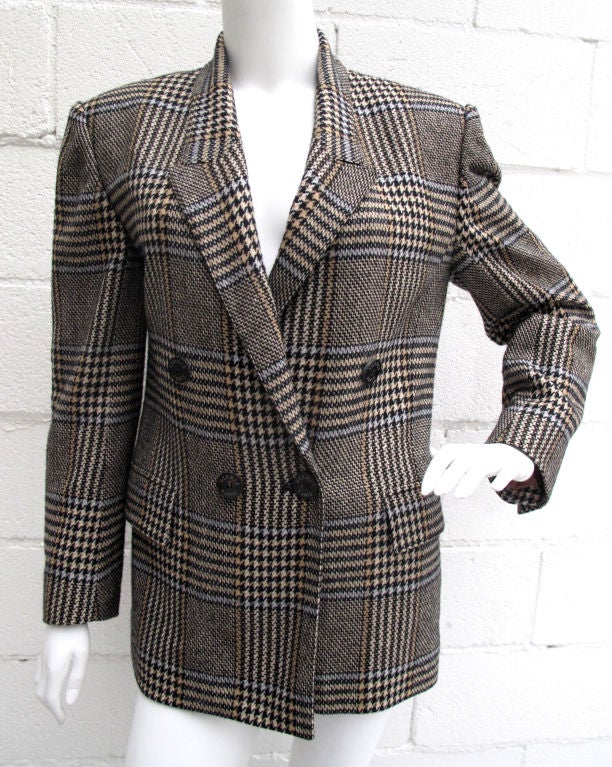 HERMES Tweed Blazer w/ Original Logo Buttons