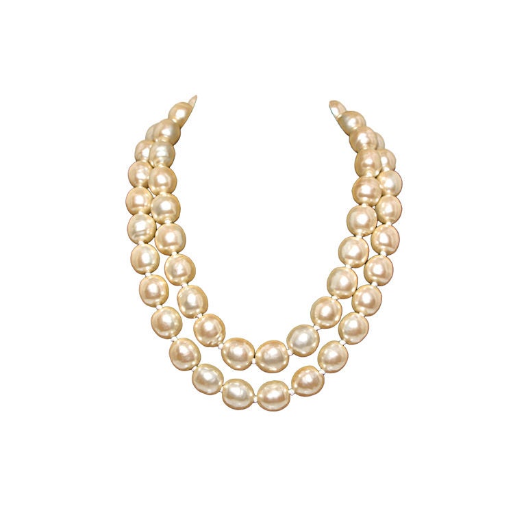 KARL LAGERFELD Hand Knotted Baroque Pearl Necklace