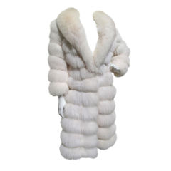 DONALD BROOKS White Fox Fur Convertible Full Length Coat