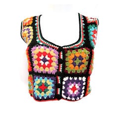 Vintage ADOLFO Multi-Colored Crochet Top/Vest