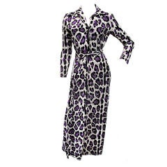 Vintage BILL TICE Leopard Print Shirt Dress w. Belt