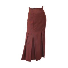 Vintage EMMANUELLE KHANH Burnt Sienna Wool Pleated Skirt