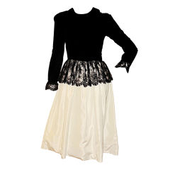 Vintage BILL BLASS Velvet, Lace & Satin Dress Peplum Cocktail dress