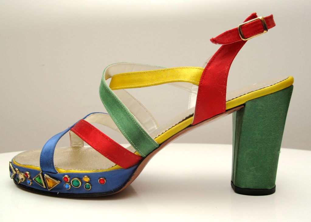 1960s Platform NORMAN KAPLAN color block strap heels