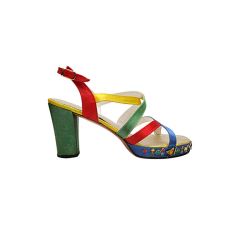 1960s Platform NORMAN KAPLAN color block strap heels