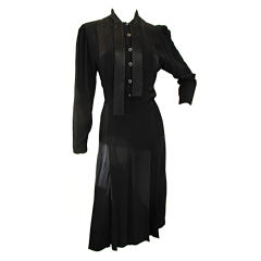 JEAN-LOUIS SCHERRER Chic Black Pleat Dress