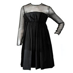 GUNN TRIGERE Black Babydoll Cocktail Dress w. Sheer Bodice