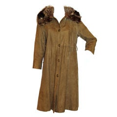 Bonnie Cashin Suede Coat w. Raccoon Collar