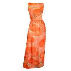 1960s POSH Watercolor Floral Column Dress