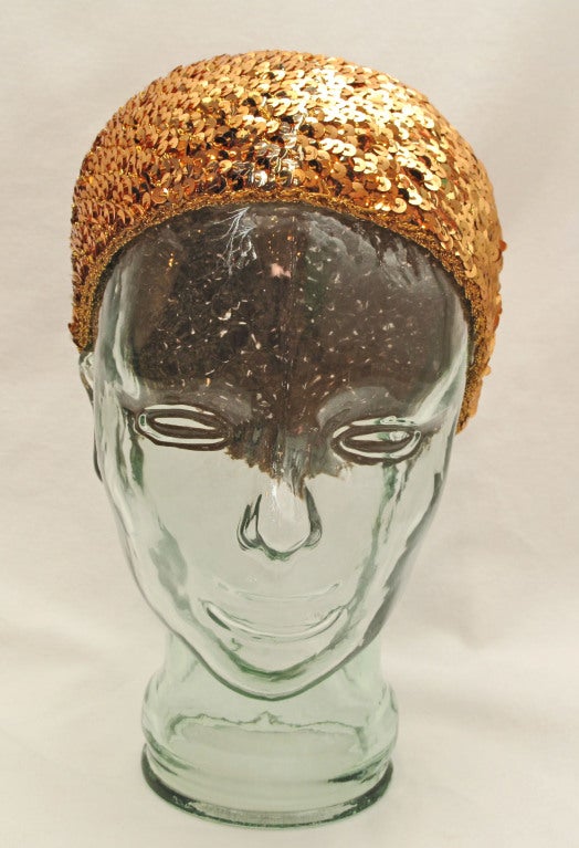 Women's Original 1970s HALSTON Disco Skull Cap Hat