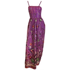 Vintage TED LAPIDUS Maxi Dress w/ Metallic Florals
