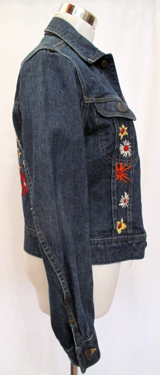 VINTAGE LEE Denim Jacket with Floral Embroidery 2