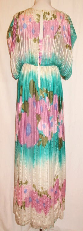 Ethereal Watercolor Florals Maxi Dress at 1stdibs
