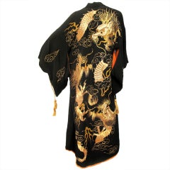 Vintage 1930s Silk Dragon Gold Embroidered Robe - Estate of Dante