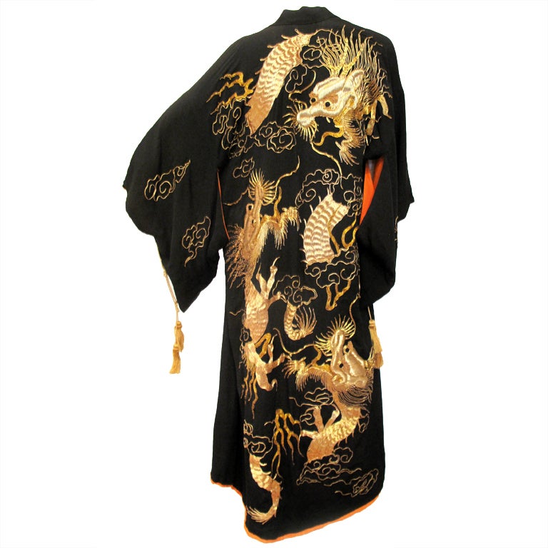 1930s Silk Dragon Gold Embroidered Robe - Estate of Dante at 1stdibs