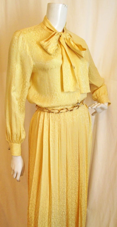 1960s ADOLFO Pastel Yellow Pussy Bow Skirt Set 4