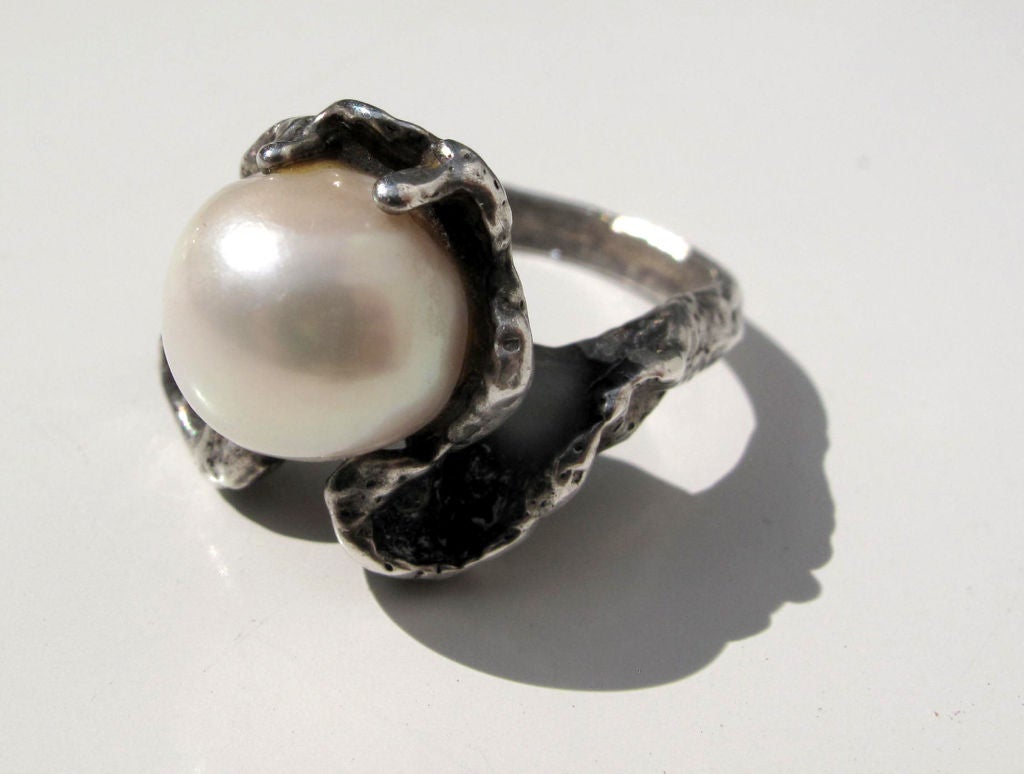 MODERNIST Sterling & Natural Pearl Ring