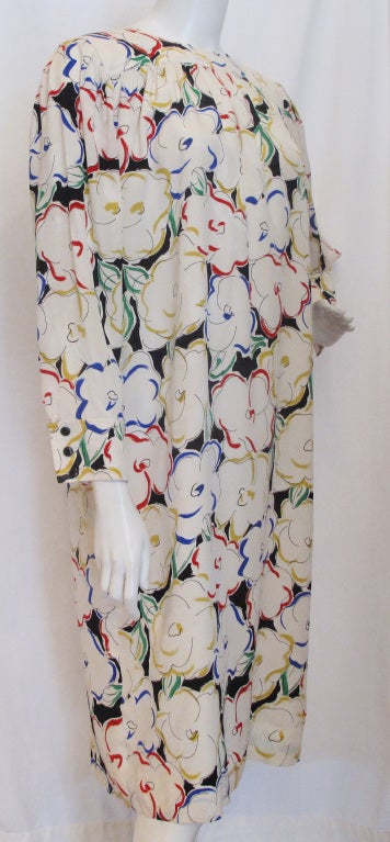 EMANUEL UNGARO Long Sleeved Silk Floral Dress 1