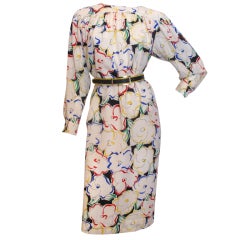 Vintage EMANUEL UNGARO Long Sleeved Silk Floral Dress