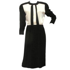Vintage ALBERT NIPON Black and White Pleated Tux Shirt Dress