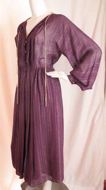 Women's FRANK TIGNINO Purple Gown with Gold Thread