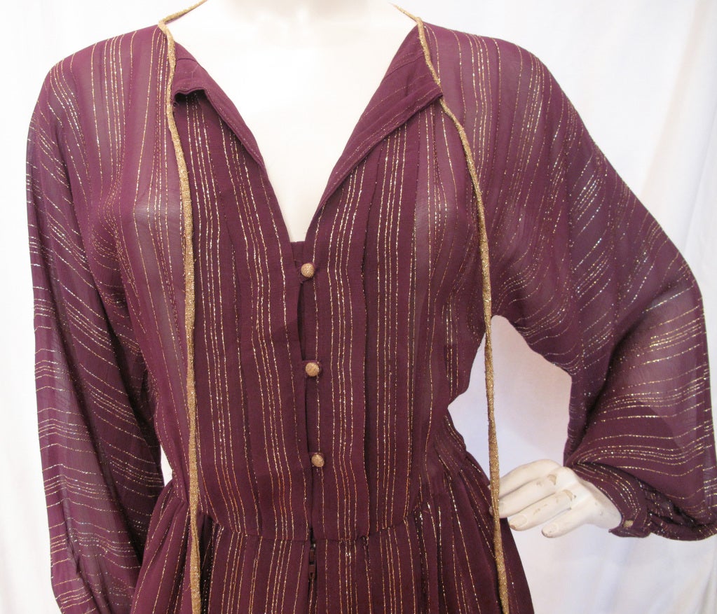 FRANK TIGNINO Purple Gown with Gold Thread 1