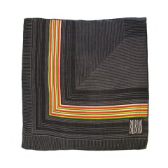 Vintage Extra Large BILL BLASS Black Wool Scarf w. Stripe pattern