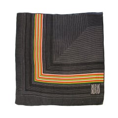 Vintage Extra Large BILL BLASS Black Wool Scarf w. Stripe pattern