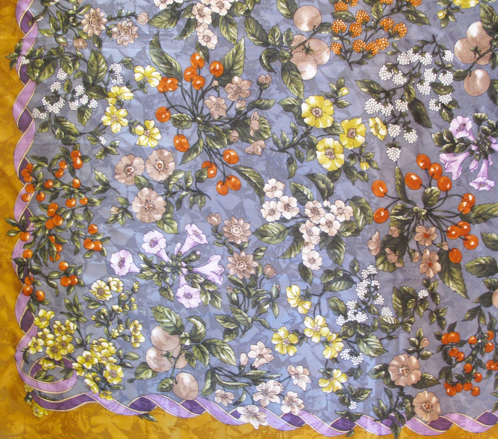 Brown Extra Large Silk Floral LAURA BIAGIOTTI Scarf