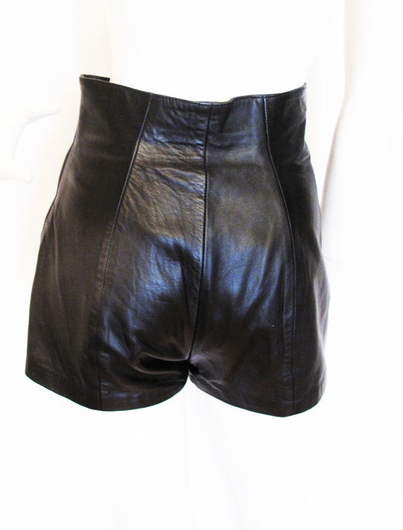 MICHAEL HOBAN NORTH BEACH Leather High Waist Shorts 1