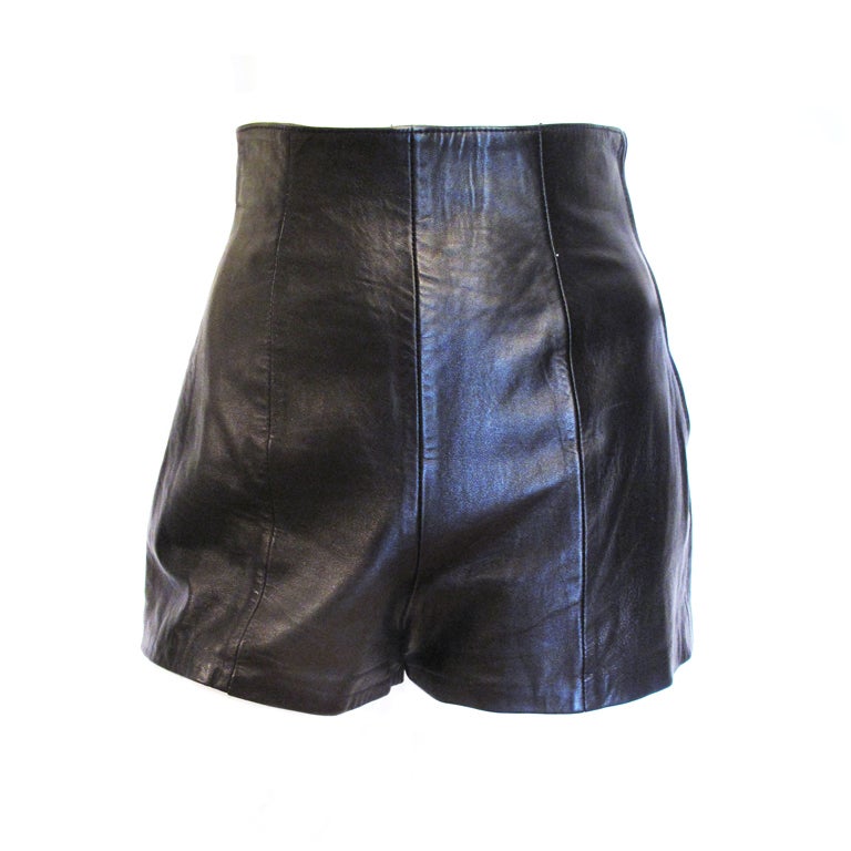 MICHAEL HOBAN NORTH BEACH Leather High Waist Shorts at 1stDibs