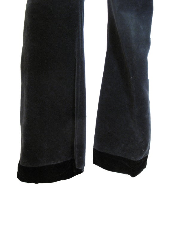 AMAZING 2pc Blk Velour & Leather Bolero Pant Suit For Sale 6