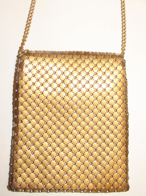 Women's WHITING & DAVIS Brassy Gold Metal Shoulder Bag