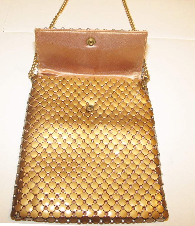 WHITING & DAVIS Brassy Gold Metal Shoulder Bag 1